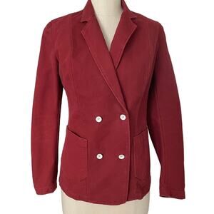 Father's Daughter Sloane Double Breasted Denim Blazer Brick Red Small